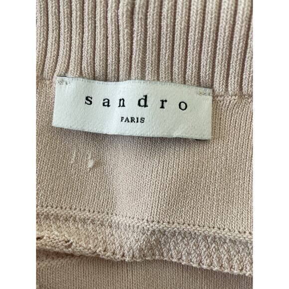 Sandro Paris Top Women Sz 1/S Shirt Ophelia Criss Cross Eyelet Stretch Knit Pink - Picture 11 of 13